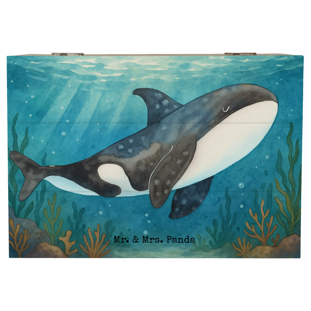 Holzkiste Orca Design Dekokiste, Kiste, Holzkiste, Schatzkiste, XXL, Erinnerungsbox, Geschenkdose, Geschenkbox, Erinnerungskiste, Schatulle, Truhe, Aufbewahrungsbox, Meerestiere, Meer, Urlaub, Motivation, Orcas, Orca, Killerwal, Möglichkeiten, Büro, Startup, Neustart, Arbeit, Wal, Selbstliebe