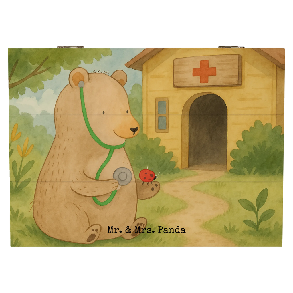 Holzkiste Bär Arzt Design Holzkiste, Kiste, Schatzkiste, Truhe, Schatulle, XXL, Erinnerungsbox, Erinnerungskiste, Dekokiste, Aufbewahrungsbox, Geschenkbox, Geschenkdose, Bär, Teddy, Teddybär, Arzt, Ärztin, Doktor, Professor, Doktorin, Professorin