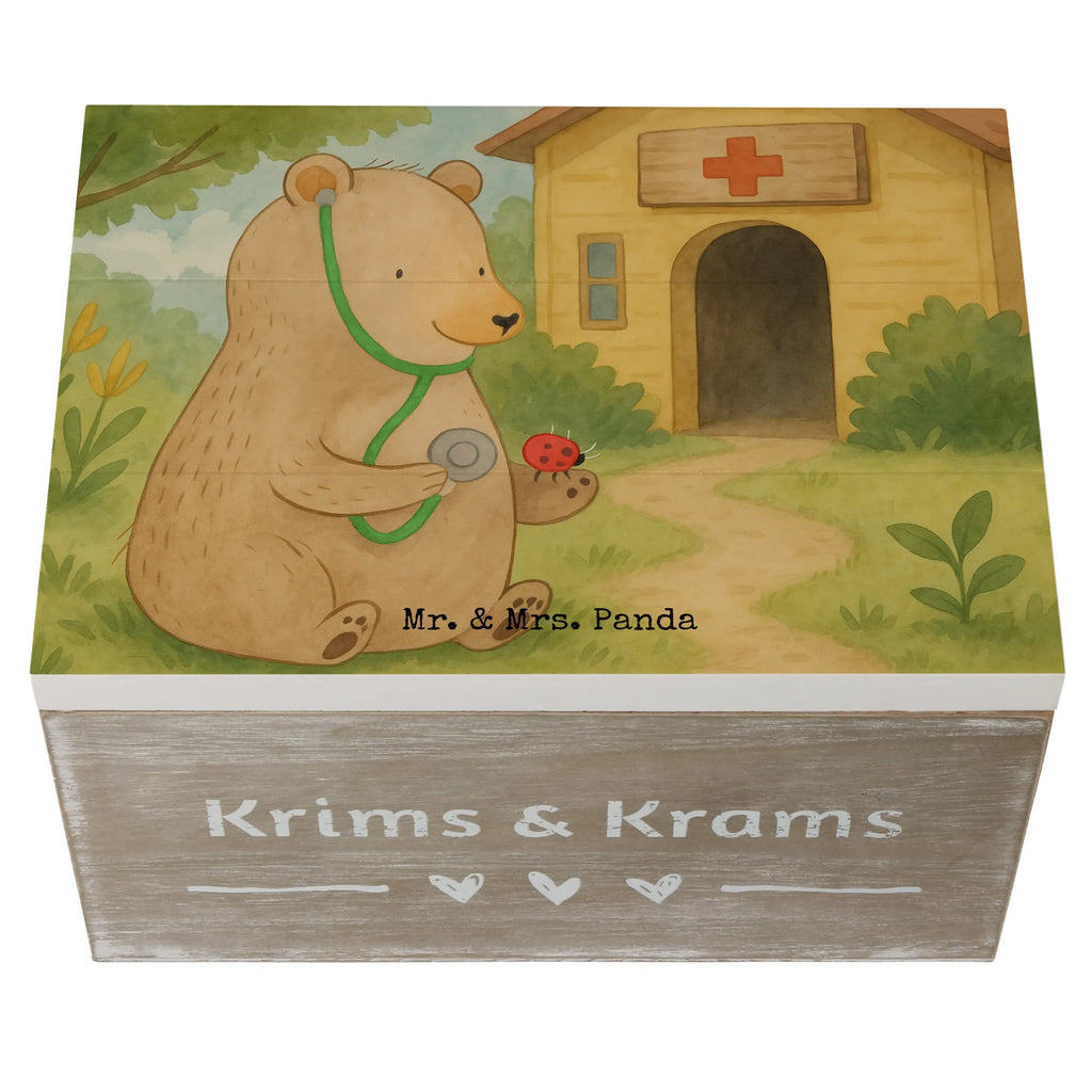 Holzkiste Bär Arzt Design Holzkiste, Kiste, Schatzkiste, Truhe, Schatulle, XXL, Erinnerungsbox, Erinnerungskiste, Dekokiste, Aufbewahrungsbox, Geschenkbox, Geschenkdose, Bär, Teddy, Teddybär, Arzt, Ärztin, Doktor, Professor, Doktorin, Professorin