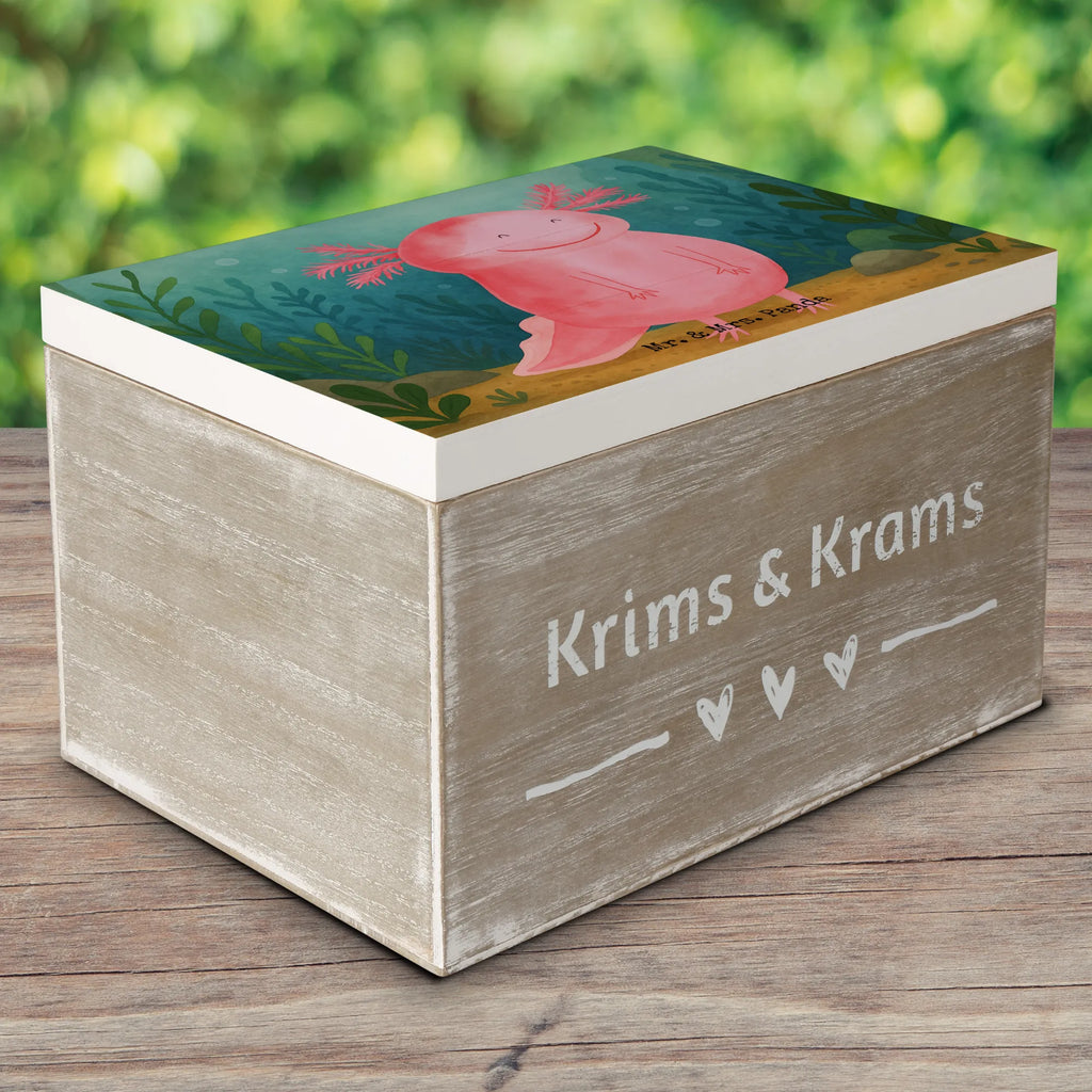 Wooden chest axolotl Happy Design Erinnerungsbox, Geschenkdose, Holzkiste, Schatulle, Erinnerungskiste, Dekokiste, Aufbewahrungsbox, Kiste, XXL, Schatzkiste, Truhe, Geschenkbox, Axolotl, Molch, Lurche, Lurch, Motivation, Axolot, Schwanzlurch, gute Laune