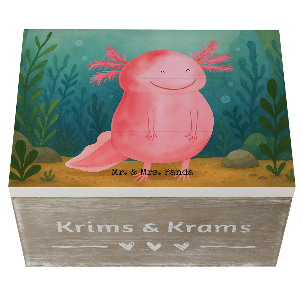 Wooden chest axolotl Happy Design Erinnerungsbox, Geschenkdose, Holzkiste, Schatulle, Erinnerungskiste, Dekokiste, Aufbewahrungsbox, Kiste, XXL, Schatzkiste, Truhe, Geschenkbox, Axolotl, Molch, Lurche, Lurch, Motivation, Axolot, Schwanzlurch, gute Laune