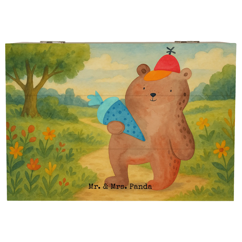 Holzkiste Bär Schultüte Design Erinnerungskiste, XXL, Schatulle, Geschenkdose, Erinnerungsbox, Aufbewahrungsbox, Truhe, Schatzkiste, Holzkiste, Kiste, Geschenkbox, Dekokiste, Bär, Teddy, Teddybär, Einschulung Geschenk, Schule Geschenk, Grundschule, Erster Schultag Geschenk, Bär Motiv, Schultüte, Schulbeginn, Schulanfang