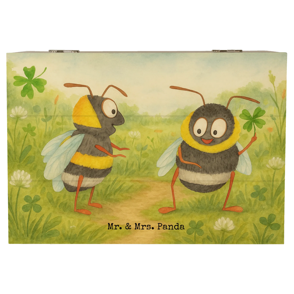 Holzkiste Hummeln Kleeblatt Design Schatzkiste, XXL, Truhe, Geschenkdose, Geschenkbox, Erinnerungsbox, Dekokiste, Holzkiste, Schatulle, Aufbewahrungsbox, Kiste, Erinnerungskiste, Tiermotive, Gute Laune, lustige Sprüche, Tiere, Biene Deko, Spruch fröhlich, Biene, glücklich werden, Spruch positiv, glücklich sein, Hummel, Spruch schön