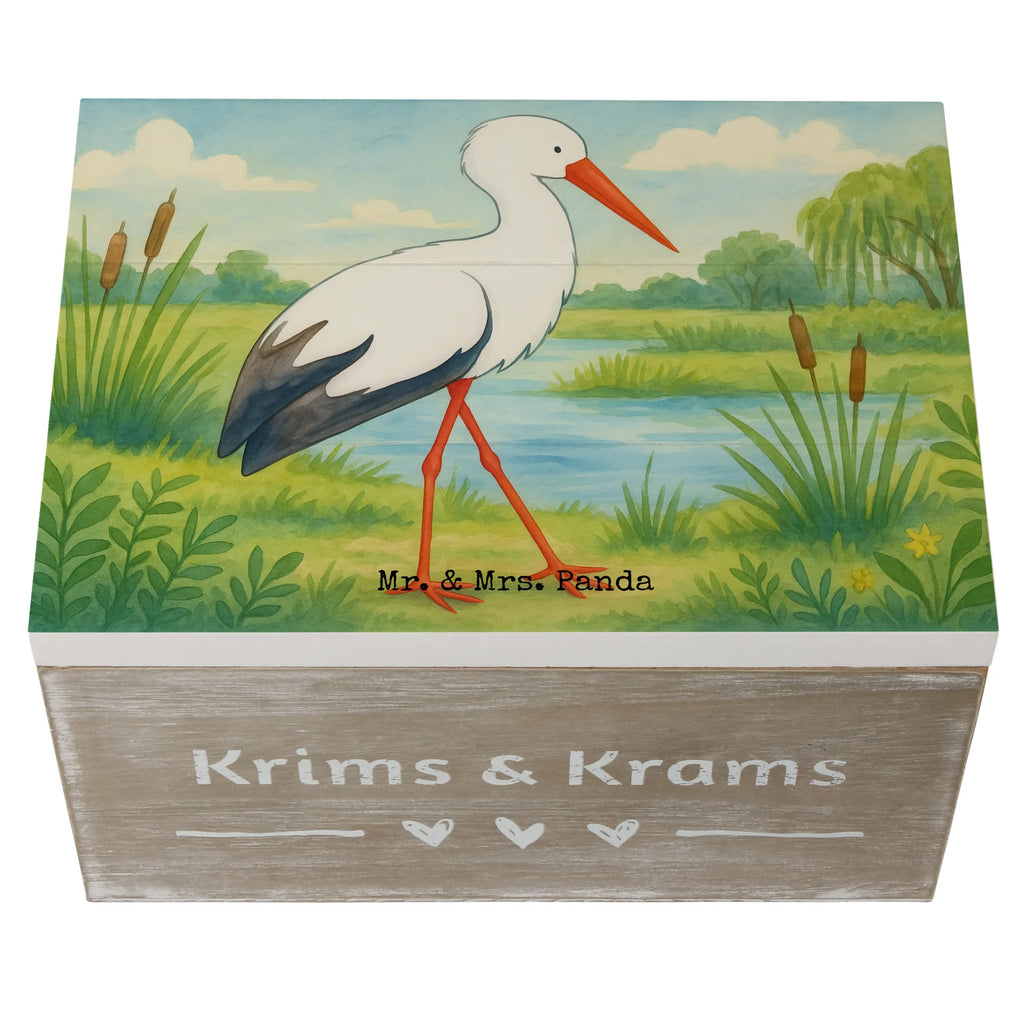 Holzkiste Storch Design Schatzkiste, Dekokiste, XXL, Geschenkdose, Erinnerungsbox, Erinnerungskiste, Holzkiste, Kiste, Geschenkbox, Aufbewahrungsbox, Truhe, Schatulle, Tiermotive, Gute Laune, lustige Sprüche, Tiere, Baby, Mutter werden, Mutter, Störche, Mütter, Storch, Babybauch, Schwanger, Schwangerschaft, Geburt