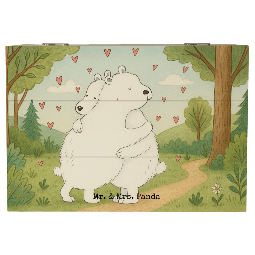 Wooden chest Icebear Embrace Design Truhe, Kiste, Geschenkbox, Erinnerungsbox, Aufbewahrungsbox, Schatzkiste, Holzkiste, Erinnerungskiste, XXL, Schatulle, Dekokiste, Geschenkdose, Tiermotive, Gute Laune, lustige Sprüche, Tiere