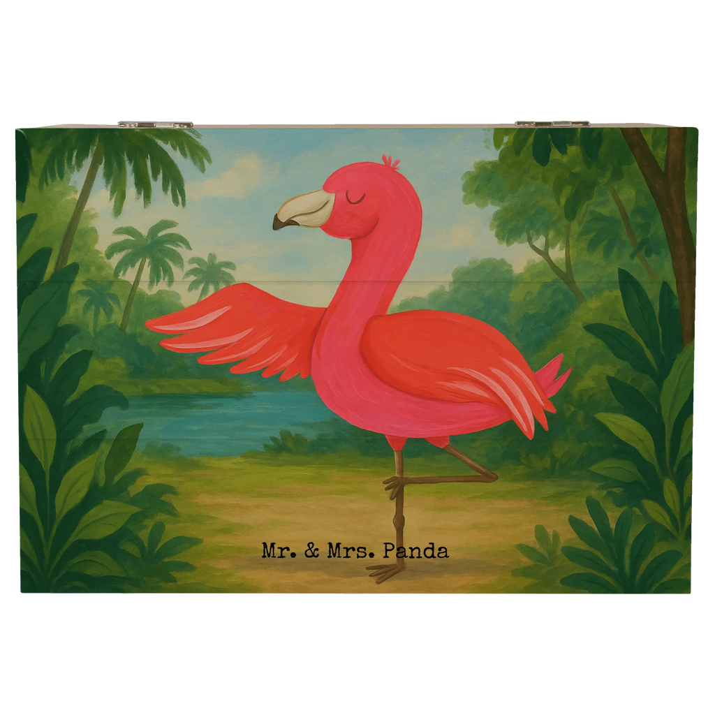 Holzkiste Flamingo Yoga Design Geschenkdose, Erinnerungskiste, Erinnerungsbox, Geschenkbox, XXL, Aufbewahrungsbox, Holzkiste, Dekokiste, Kiste, Schatzkiste, Truhe, Schatulle, Flamingo, Achtsamkeit, Ärger, Aufregen, Yoga-Übung, Entspannung, Vogel, Yoga, Tiefenentspannung, Namaste