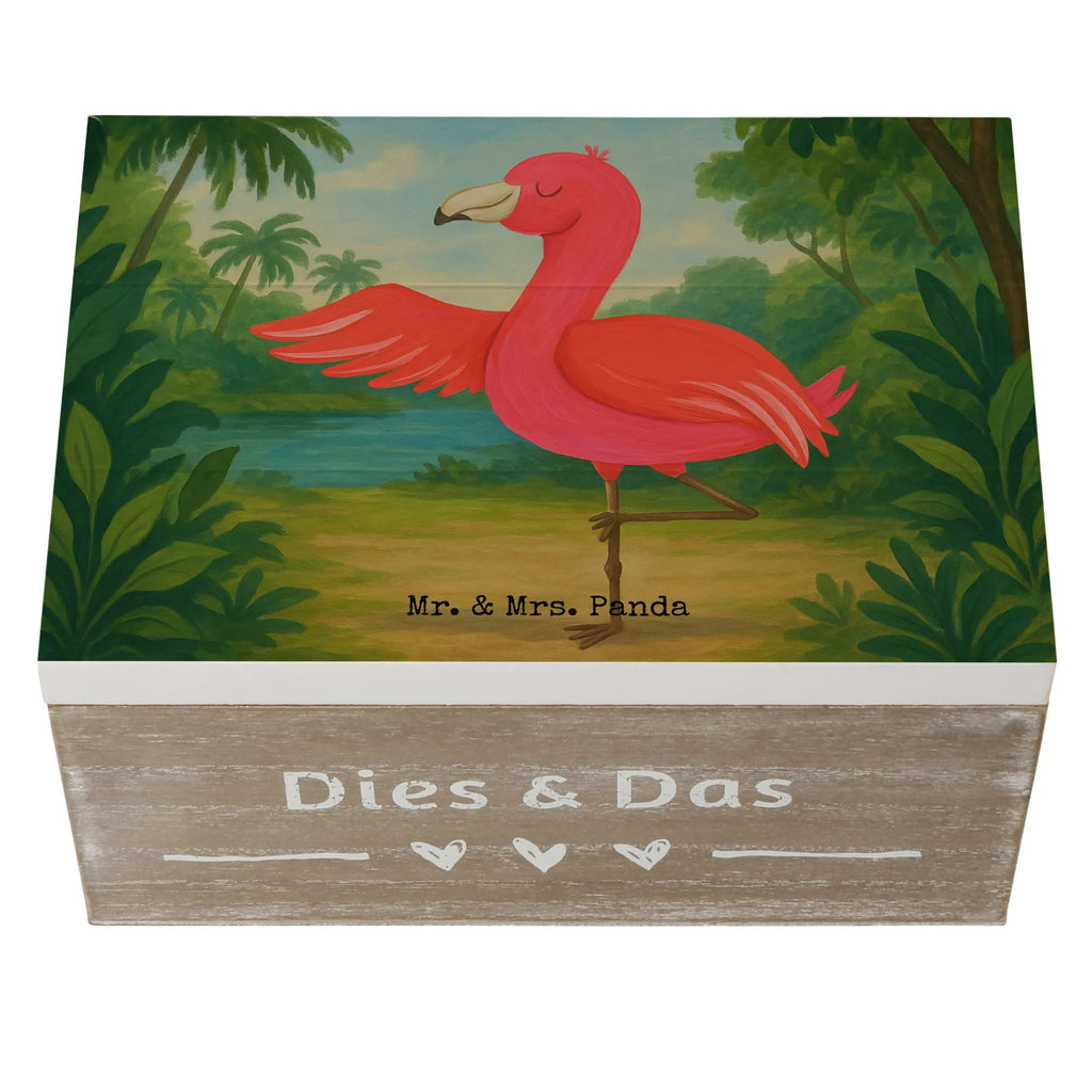 Holzkiste Flamingo Yoga Design Geschenkdose, Erinnerungskiste, Erinnerungsbox, Geschenkbox, XXL, Aufbewahrungsbox, Holzkiste, Dekokiste, Kiste, Schatzkiste, Truhe, Schatulle, Flamingo, Achtsamkeit, Ärger, Aufregen, Yoga-Übung, Entspannung, Vogel, Yoga, Tiefenentspannung, Namaste