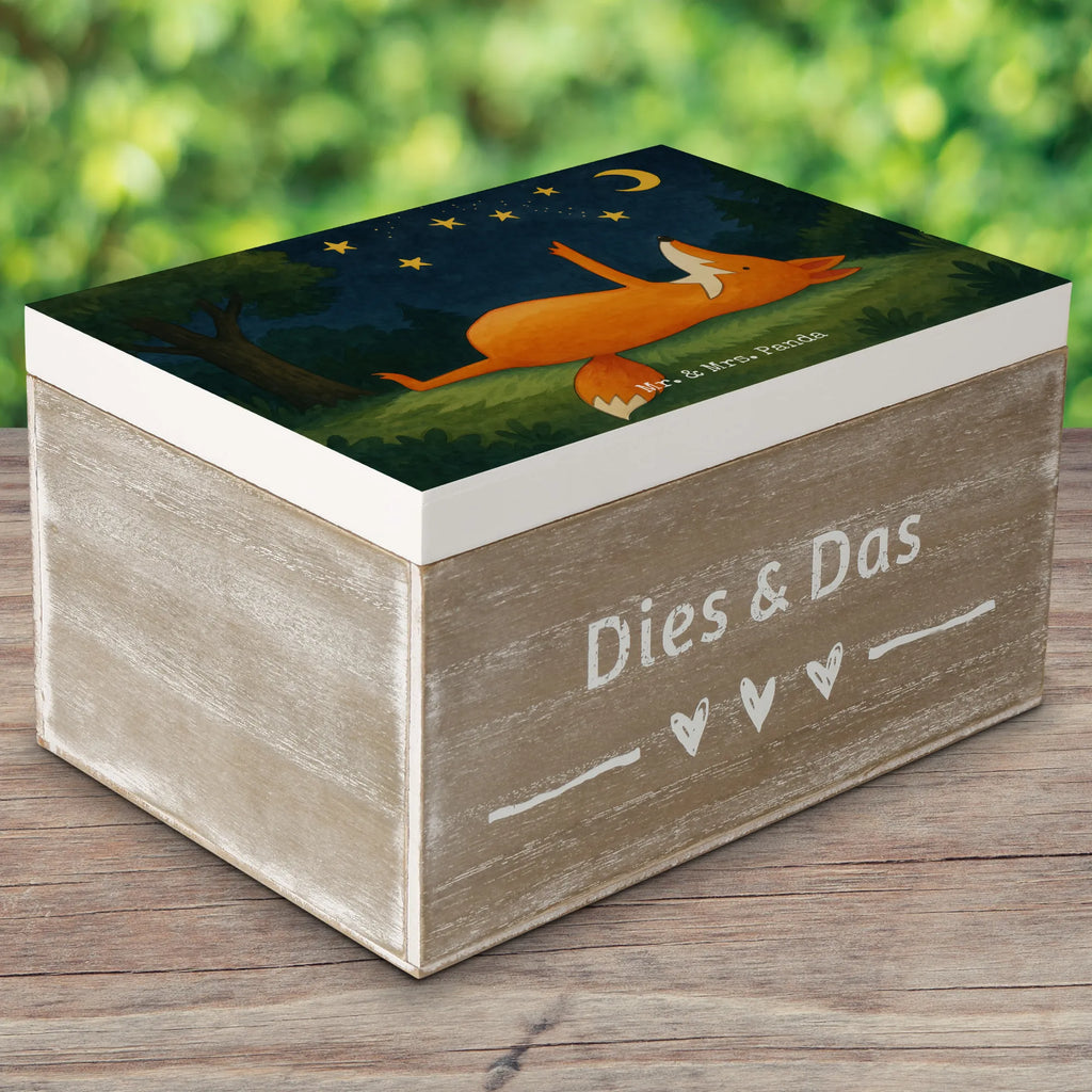 Holzkiste Fuchs Sterne Design Schatulle, Truhe, Geschenkbox, Aufbewahrungsbox, Erinnerungsbox, Schatzkiste, XXL, Erinnerungskiste, Geschenkdose, Kiste, Holzkiste, Dekokiste, Fuchs, Always Look on the Bright Side of Life, Füchse, tröstende Worte, Spruch positiv, Romantik, Spruch schön