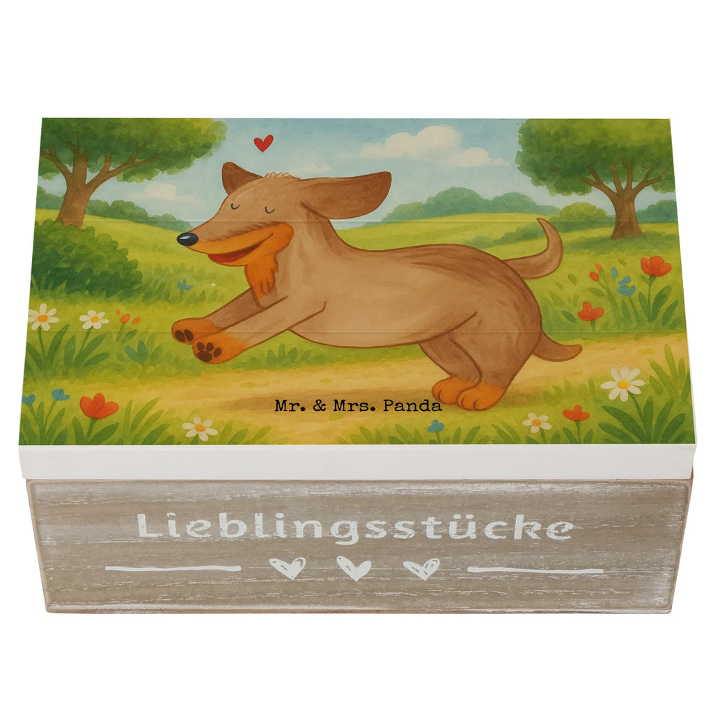 Skrzynia drewniana pies Jamnik Design Dekokiste, XXL, Erinnerungsbox, Aufbewahrungsbox, Erinnerungskiste, Kiste, Schatzkiste, Geschenkbox, Schatulle, Truhe, Holzkiste, Geschenkdose, Hund, Hundemotiv, Haustier, Hunderasse, Tierliebhaber, Hundebesitzer, Sprüche, Dachshund, Dackel, Hunde, happy dog