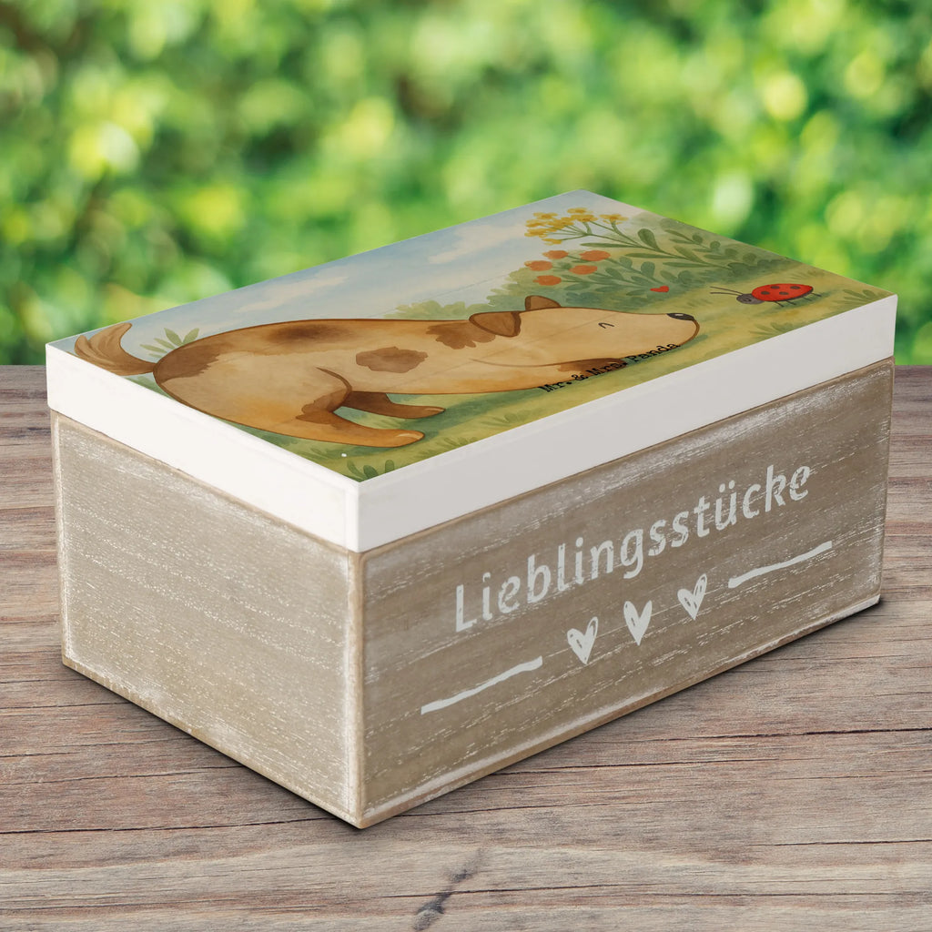 Holzkiste Hund Marienkäfer Design Geschenkbox, Kiste, Schatulle, Truhe, Schatzkiste, XXL, Holzkiste, Geschenkdose, Aufbewahrungsbox, Dekokiste, Erinnerungskiste, Erinnerungsbox, Hund, Hundemotiv, Haustier, Hunderasse, Tierliebhaber, Hundebesitzer, Sprüche, Hunde, Hundespruch, Mischlinghund, Mischling, Marienkäfer