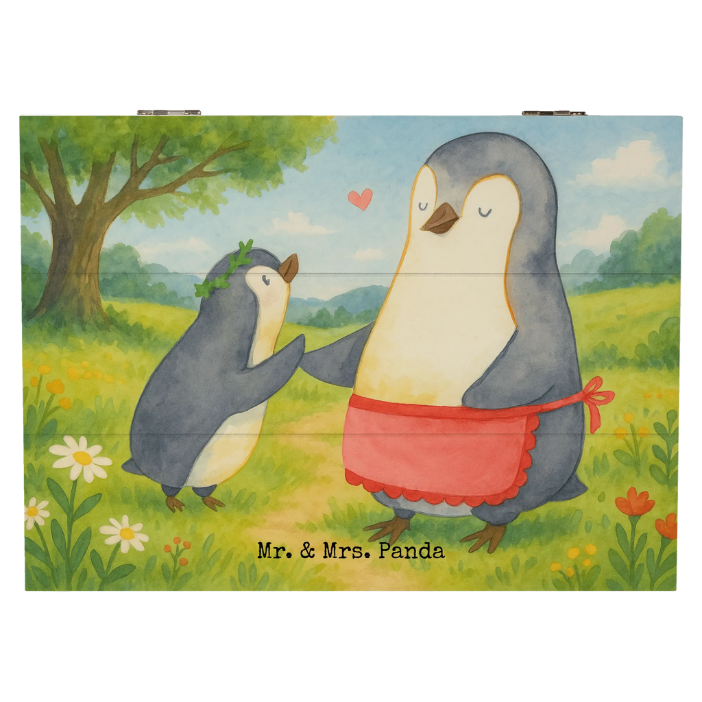 Holzkiste Pinguin mit Kind Design Aufbewahrungsbox, Dekokiste, XXL, Erinnerungskiste, Holzkiste, Erinnerungsbox, Truhe, Geschenkdose, Schatulle, Geschenkbox, Kiste, Schatzkiste, Familie, Vatertag, Muttertag, Bruder, Schwester, Mama, Papa, Oma, Opa, Mutti, Mami, Geburststag, Mutter, Geschenk