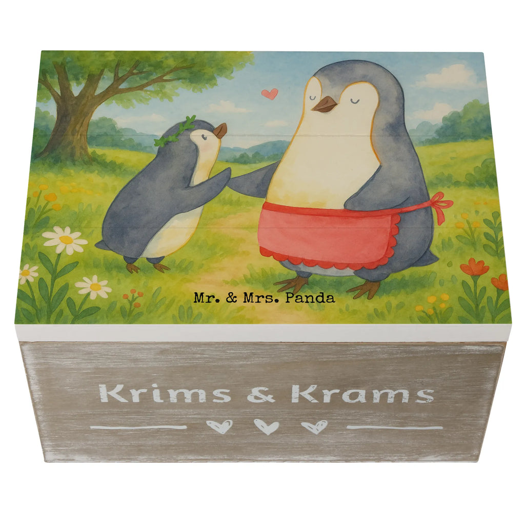 Holzkiste Pinguin mit Kind Design Aufbewahrungsbox, Dekokiste, XXL, Erinnerungskiste, Holzkiste, Erinnerungsbox, Truhe, Geschenkdose, Schatulle, Geschenkbox, Kiste, Schatzkiste, Familie, Vatertag, Muttertag, Bruder, Schwester, Mama, Papa, Oma, Opa, Mutti, Mami, Geburststag, Mutter, Geschenk