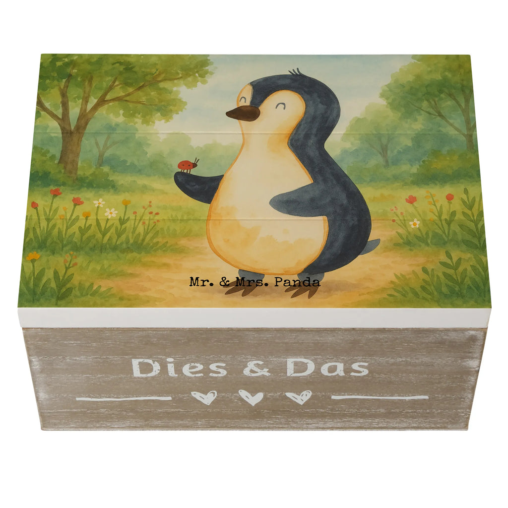 Wooden chest Penguin ladybug Design Geschenkbox, Geschenkdose, Erinnerungskiste, Schatulle, Aufbewahrungsbox, Erinnerungsbox, Truhe, Kiste, Schatzkiste, Dekokiste, Holzkiste, XXL, Pinguin, Lebensfreude, Marienkäfer, Wunder, Freude, Pinguine, Glück, Liebe