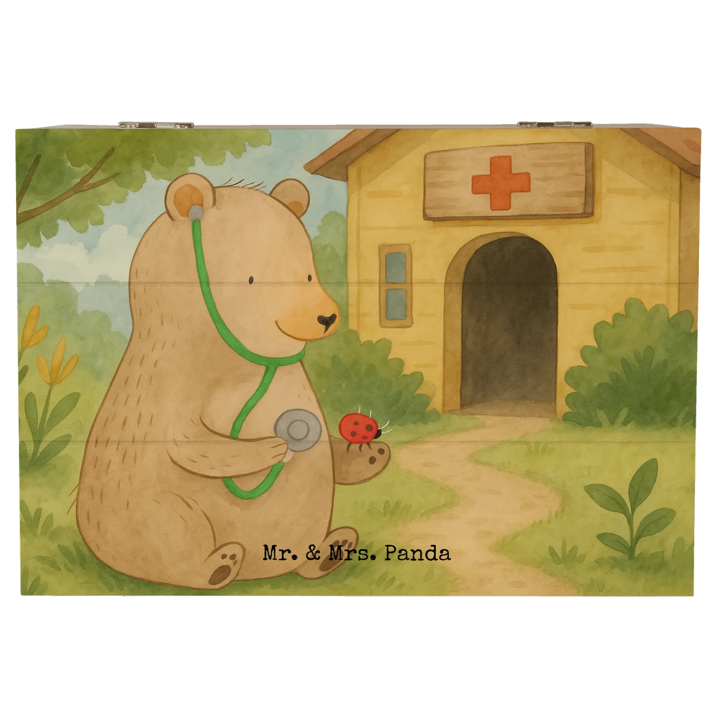 Holzkiste Bär Arzt Design Holzkiste, Kiste, Schatzkiste, Truhe, Schatulle, XXL, Erinnerungsbox, Erinnerungskiste, Dekokiste, Aufbewahrungsbox, Geschenkbox, Geschenkdose, Bär, Teddy, Teddybär, Arzt, Ärztin, Doktor, Professor, Doktorin, Professorin