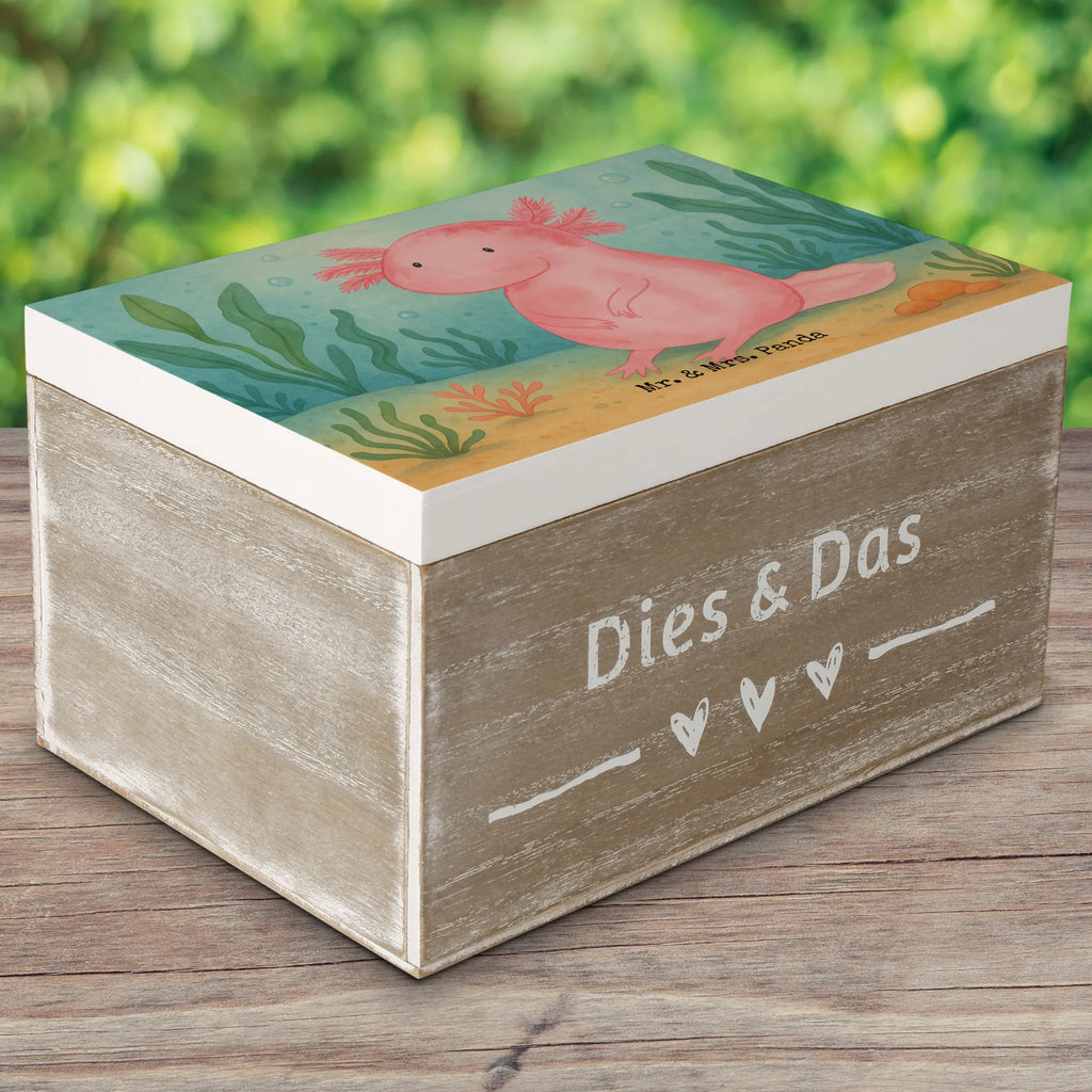 Holzkiste Axolotl Niedlich Design Geschenkdose, Kiste, Schatzkiste, Geschenkbox, Aufbewahrungsbox, Erinnerungskiste, Dekokiste, Erinnerungsbox, Truhe, XXL, Holzkiste, Schatulle, Axolotl, Molch, Axolot, Liebe, Freundin, Lebensstil, Weisheit, Lebensweisheit, vergnügt, zufrieden, fröhlich