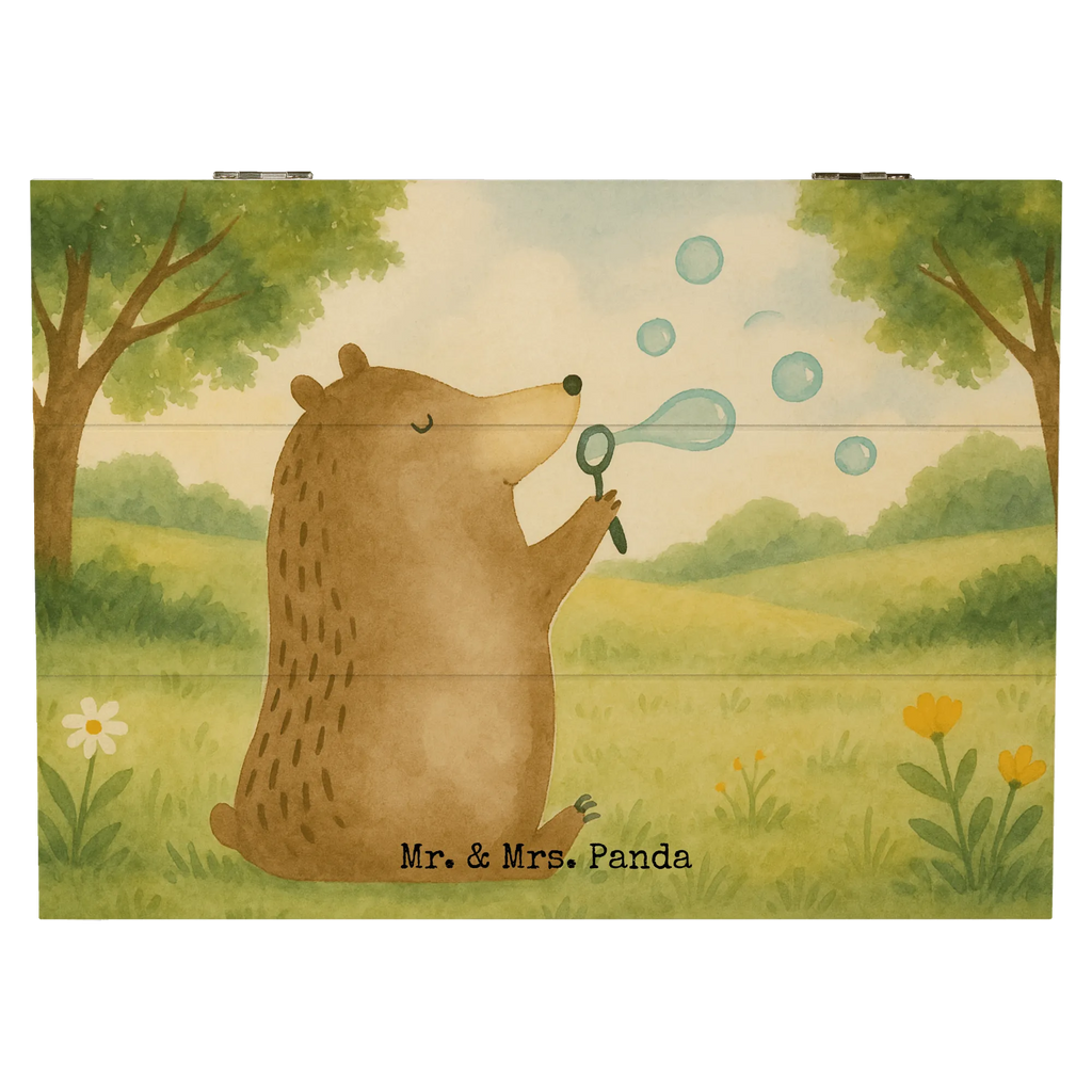 Wooden chest bear soap bubbles Design Holzkiste, Kiste, Schatzkiste, Truhe, Schatulle, XXL, Erinnerungsbox, Erinnerungskiste, Dekokiste, Aufbewahrungsbox, Geschenkbox, Geschenkdose, Bär, Teddy, Teddybär, Seifenblasen Bär Lustig Sein Glücklich Traurig Happy