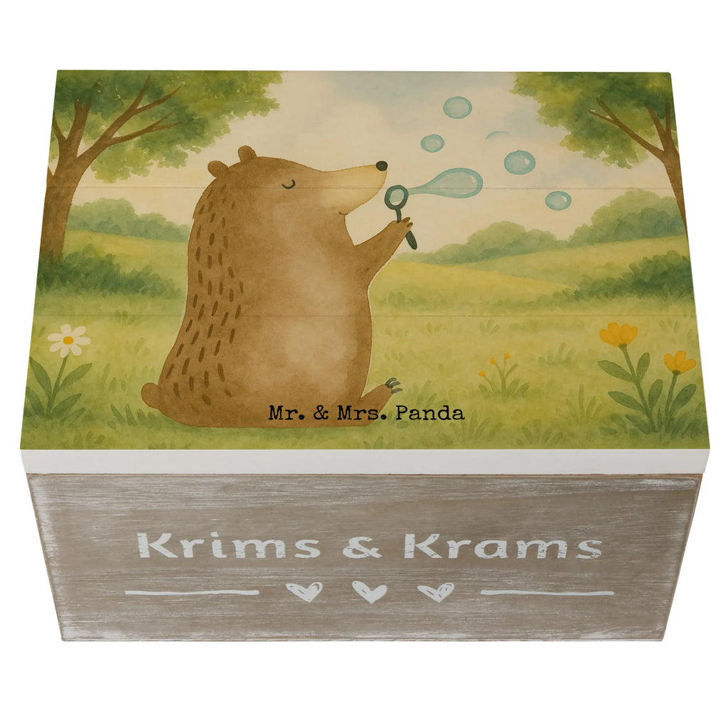 Wooden chest bear soap bubbles Design Holzkiste, Kiste, Schatzkiste, Truhe, Schatulle, XXL, Erinnerungsbox, Erinnerungskiste, Dekokiste, Aufbewahrungsbox, Geschenkbox, Geschenkdose, Bär, Teddy, Teddybär, Seifenblasen Bär Lustig Sein Glücklich Traurig Happy