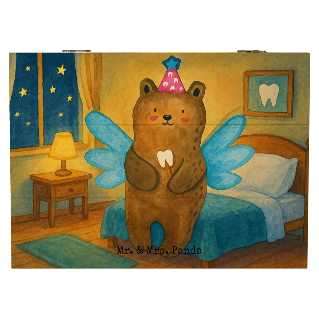 Holzkiste Bär Zahnfee Design Schatulle, Schatzkiste, Aufbewahrungsbox, Geschenkdose, Dekokiste, Geschenkbox, Kiste, Erinnerungskiste, Erinnerungsbox, Holzkiste, XXL, Truhe, Bär, Teddy, Teddybär, Milchzahn, Zahnfee, Erster Zahn, Fee