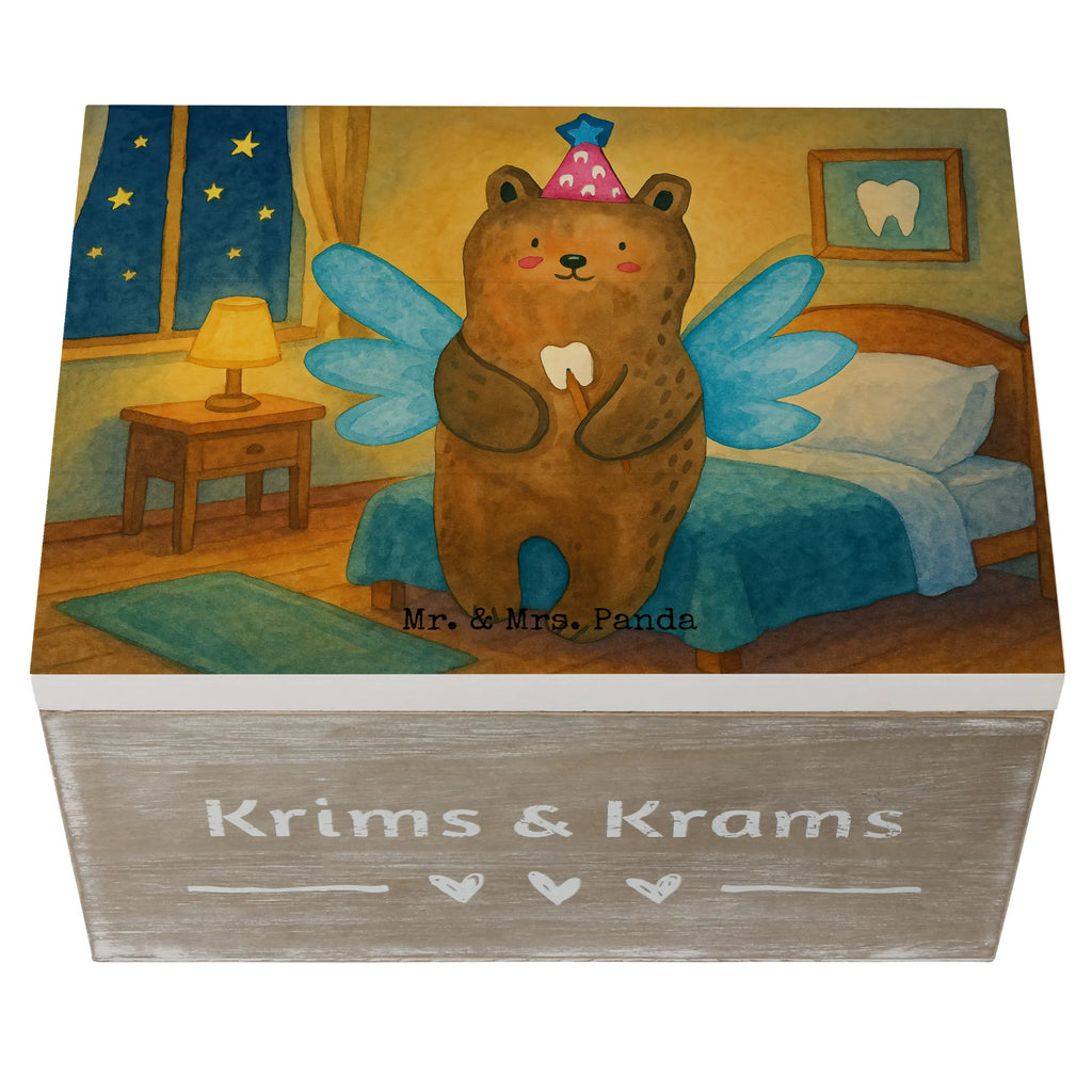 Holzkiste Bär Zahnfee Design Schatulle, Schatzkiste, Aufbewahrungsbox, Geschenkdose, Dekokiste, Geschenkbox, Kiste, Erinnerungskiste, Erinnerungsbox, Holzkiste, XXL, Truhe, Bär, Teddy, Teddybär, Milchzahn, Zahnfee, Erster Zahn, Fee