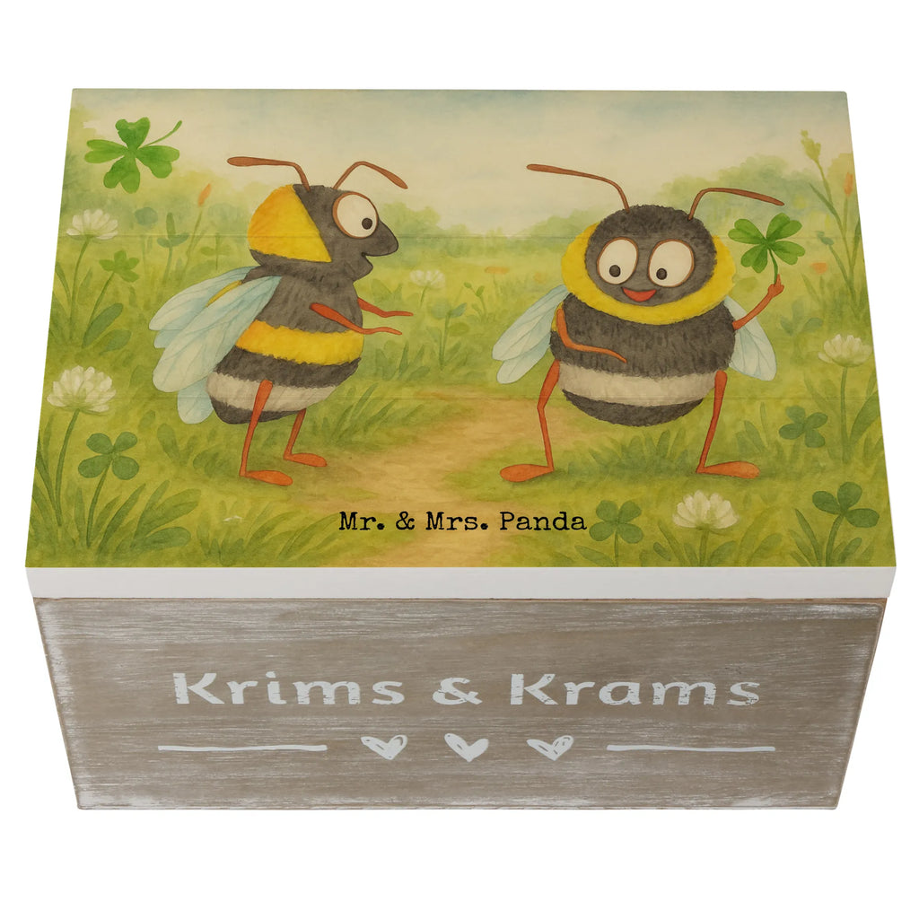 Holzkiste Hummeln Kleeblatt Design Schatzkiste, XXL, Truhe, Geschenkdose, Geschenkbox, Erinnerungsbox, Dekokiste, Holzkiste, Schatulle, Aufbewahrungsbox, Kiste, Erinnerungskiste, Tiermotive, Gute Laune, lustige Sprüche, Tiere, Biene Deko, Spruch fröhlich, Biene, glücklich werden, Spruch positiv, glücklich sein, Hummel, Spruch schön