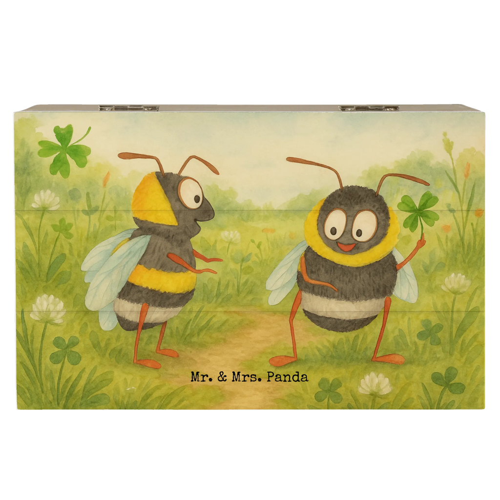 Holzkiste Hummeln Kleeblatt Design Schatzkiste, XXL, Truhe, Geschenkdose, Geschenkbox, Erinnerungsbox, Dekokiste, Holzkiste, Schatulle, Aufbewahrungsbox, Kiste, Erinnerungskiste, Tiermotive, Gute Laune, lustige Sprüche, Tiere, Biene Deko, Spruch fröhlich, Biene, glücklich werden, Spruch positiv, glücklich sein, Hummel, Spruch schön