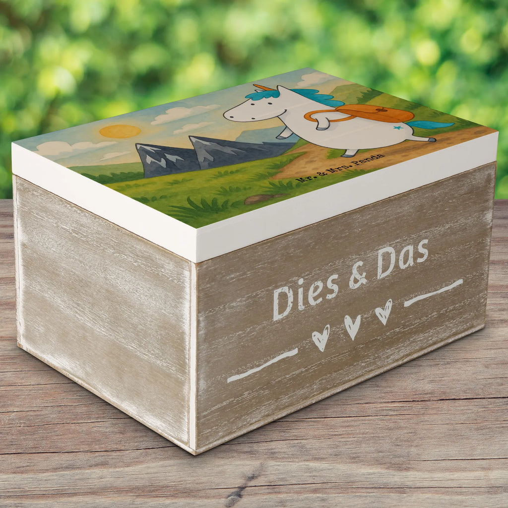 Skrzynia drewniana jednorożec alpinista Design Erinnerungsbox, Schatulle, Kiste, Schatzkiste, Erinnerungskiste, Truhe, Holzkiste, Dekokiste, Aufbewahrungsbox, Geschenkbox, XXL, Geschenkdose, Einhorn, Einhörner, Einhorn Deko, Unicorn, Abenteurer, Abenteuer, Weltenbummler, Bergsteiger, Weltreise, Reisen, Urlaub, Berge, Entdecker