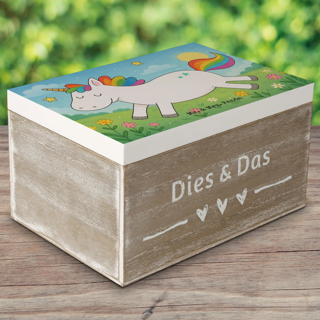 Holzkiste Einhorn Happy Design XXL, Kiste, Aufbewahrungsbox, Truhe, Geschenkdose, Erinnerungskiste, Holzkiste, Dekokiste, Schatulle, Erinnerungsbox, Geschenkbox, Schatzkiste, Einhorn, Einhörner, Einhorn Deko, Unicorn, Spaß, spannend, glücklich, Lachen, Lebensfreude, witzig, fröhlich, Freude, Lächeln
