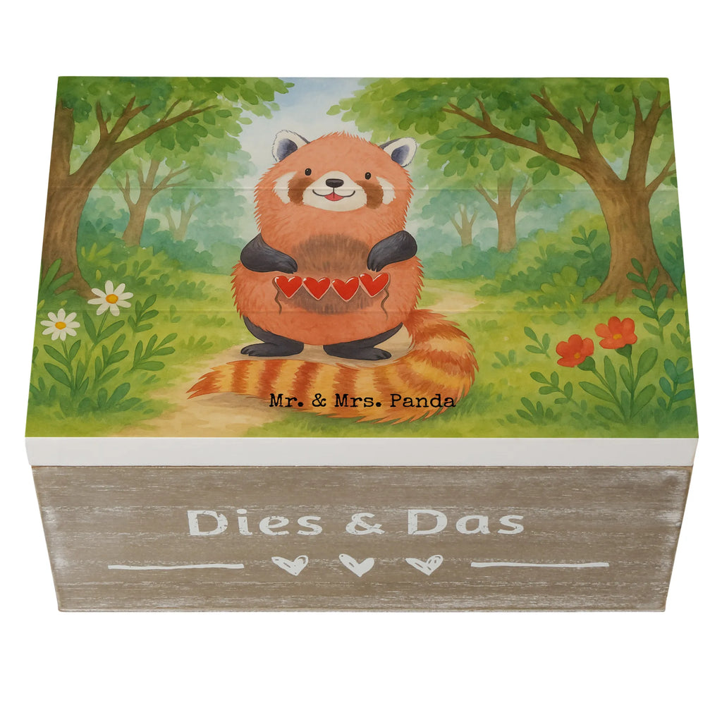 Holzkiste Roter Panda Design XXL, Geschenkbox, Erinnerungsbox, Holzkiste, Kiste, Truhe, Schatzkiste, Dekokiste, Aufbewahrungsbox, Erinnerungskiste, Schatulle, Geschenkdose, Tiermotive, Gute Laune, lustige Sprüche, Tiere, Panda, Liebe, Liebling, Herz, Rot, Lieblingsmensch