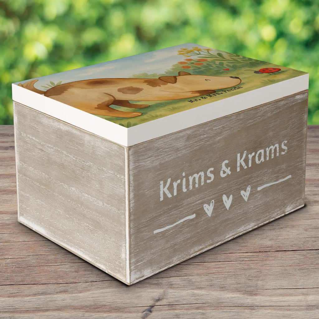 Holzkiste Hund Marienkäfer Design Geschenkbox, Kiste, Schatulle, Truhe, Schatzkiste, XXL, Holzkiste, Geschenkdose, Aufbewahrungsbox, Dekokiste, Erinnerungskiste, Erinnerungsbox, Hund, Hundemotiv, Haustier, Hunderasse, Tierliebhaber, Hundebesitzer, Sprüche, Hunde, Hundespruch, Mischlinghund, Mischling, Marienkäfer