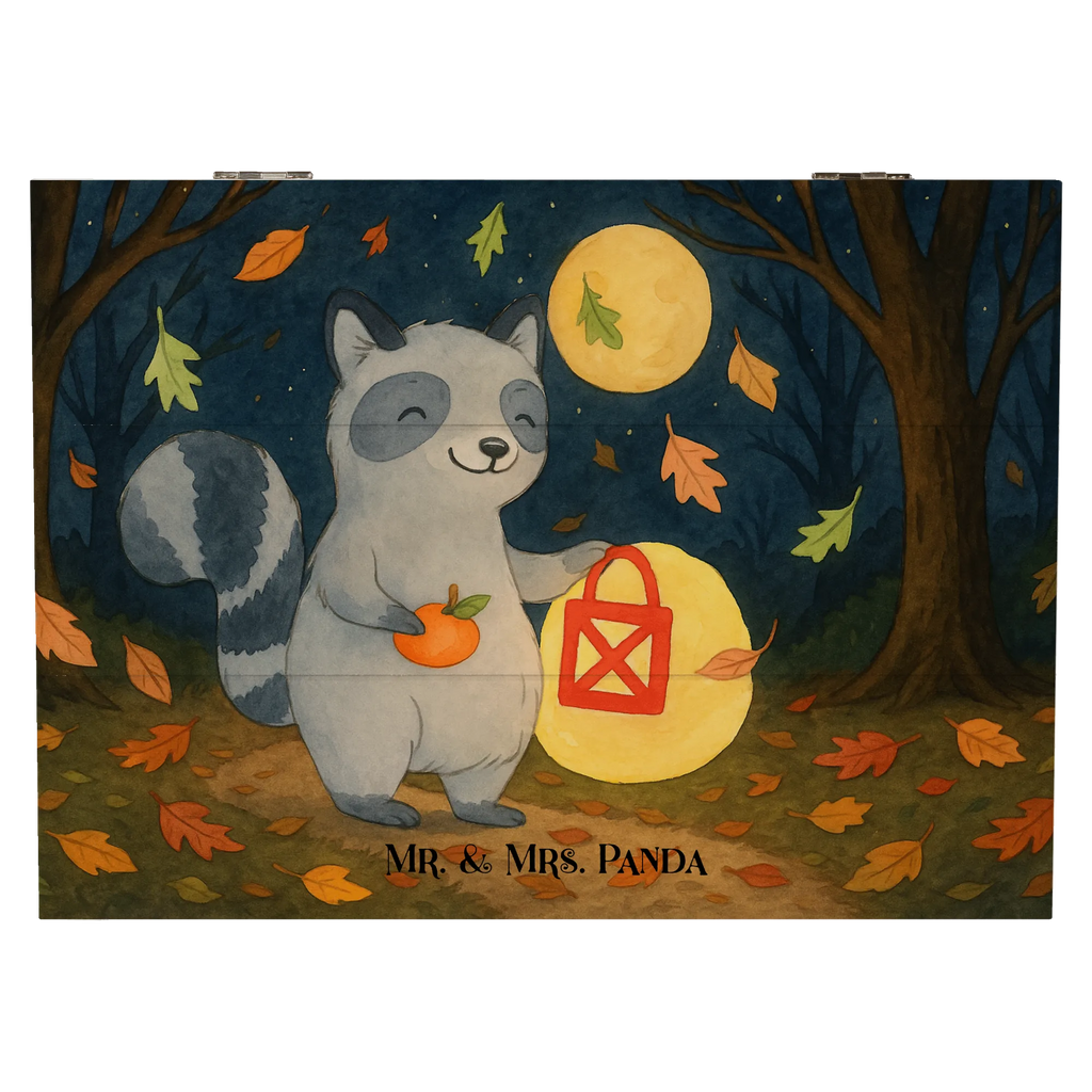 Wooden chest Raccoon Lantern Design Erinnerungskiste, Schatzkiste, Dekokiste, Holzkiste, Truhe, Erinnerungsbox, XXL, Kiste, Geschenkbox, Aufbewahrungsbox, Geschenkdose, Schatulle, Halloween, Deko, Martinssingen, Dekoration, Geschenke, Schenken, Laterne, Süßes sonst gibt's saures, Halloween Deko, Waschbär, Herbst, Trick or Treat