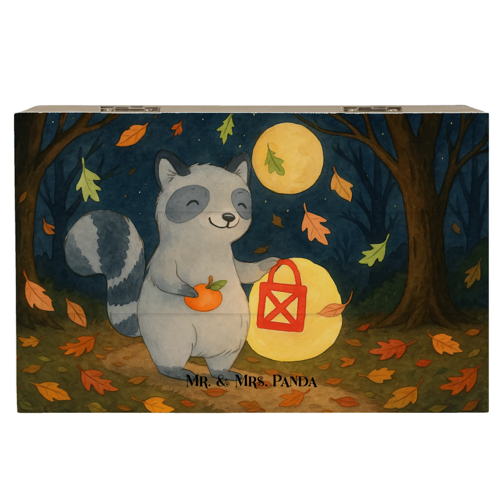 Wooden chest Raccoon Lantern Design Erinnerungskiste, Schatzkiste, Dekokiste, Holzkiste, Truhe, Erinnerungsbox, XXL, Kiste, Geschenkbox, Aufbewahrungsbox, Geschenkdose, Schatulle, Halloween, Deko, Martinssingen, Dekoration, Geschenke, Schenken, Laterne, Süßes sonst gibt's saures, Halloween Deko, Waschbär, Herbst, Trick or Treat