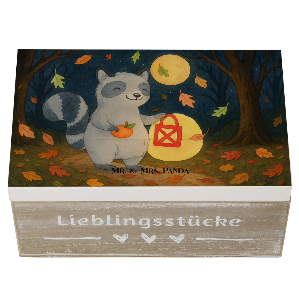 Wooden chest Raccoon Lantern Design Erinnerungskiste, Schatzkiste, Dekokiste, Holzkiste, Truhe, Erinnerungsbox, XXL, Kiste, Geschenkbox, Aufbewahrungsbox, Geschenkdose, Schatulle, Halloween, Deko, Martinssingen, Dekoration, Geschenke, Schenken, Laterne, Süßes sonst gibt's saures, Halloween Deko, Waschbär, Herbst, Trick or Treat