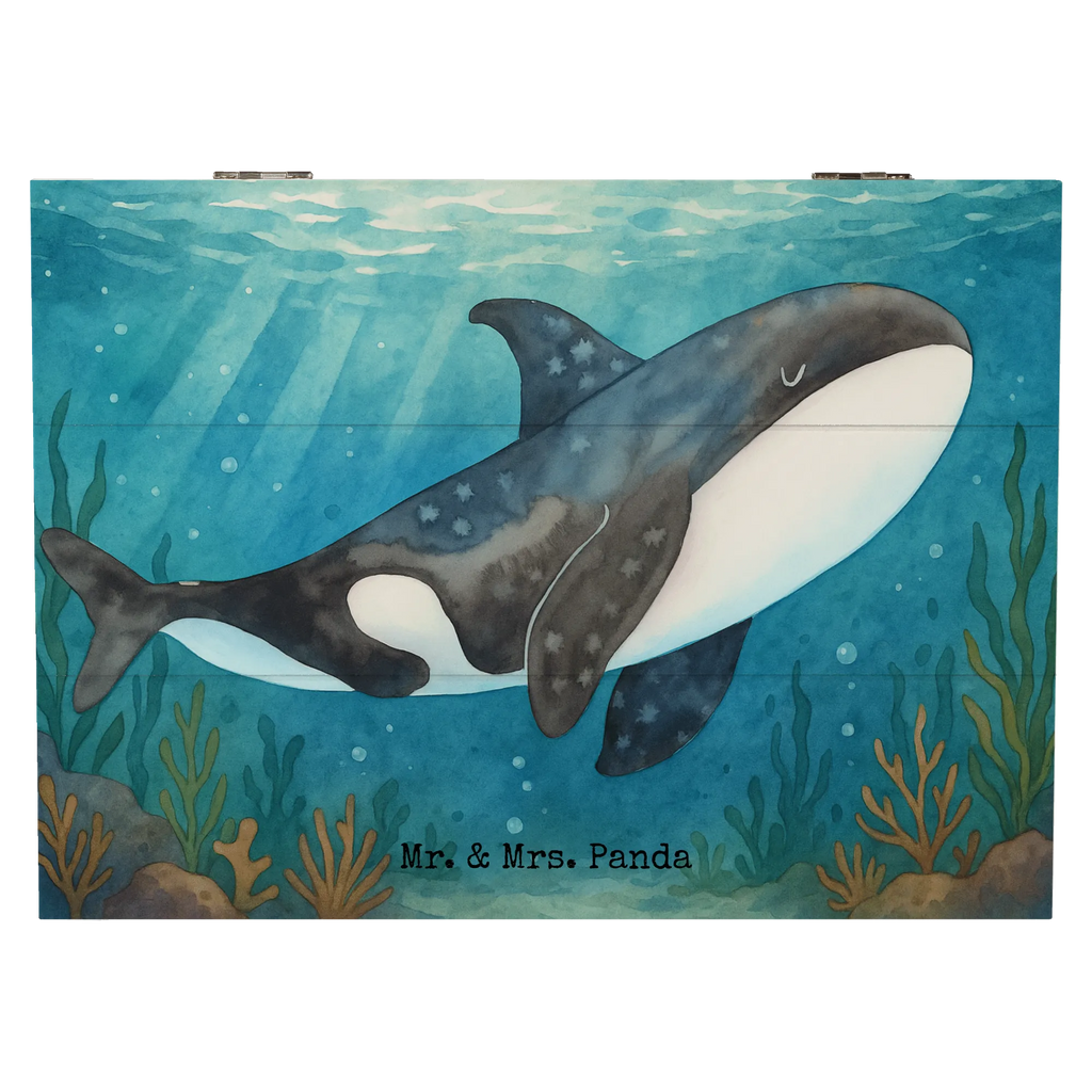 Holzkiste Orca Design Dekokiste, Kiste, Holzkiste, Schatzkiste, XXL, Erinnerungsbox, Geschenkdose, Geschenkbox, Erinnerungskiste, Schatulle, Truhe, Aufbewahrungsbox, Meerestiere, Meer, Urlaub, Motivation, Orcas, Orca, Killerwal, Möglichkeiten, Büro, Startup, Neustart, Arbeit, Wal, Selbstliebe