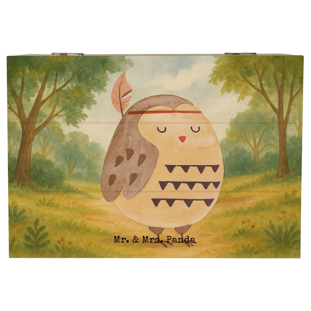 Holzkiste Eule Federschmuck Design Schatzkiste, Schatulle, Geschenkbox, Geschenkdose, Kiste, Holzkiste, Aufbewahrungsbox, Truhe, Erinnerungsbox, Erinnerungskiste, XXL, Dekokiste, Eule, Reisespruch, Eule Deko, Owl, Dekoration, Das Leben ist ein Abenteuer, Federschmuck