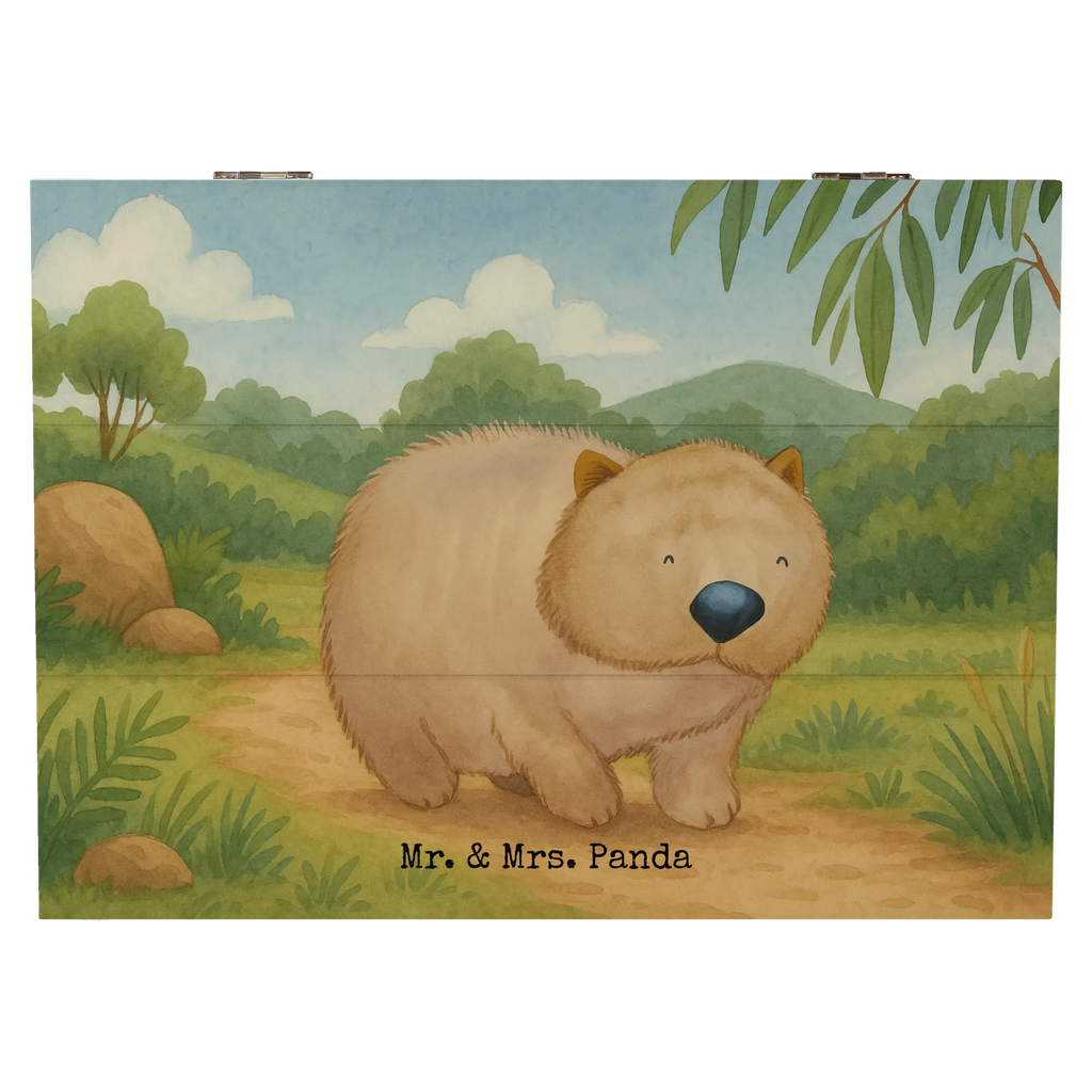 Skrzynia drewniana Wombat Design Aufbewahrungsbox, Truhe, Dekokiste, Erinnerungsbox, Erinnerungskiste, Geschenkbox, Kiste, Schatulle, Schatzkiste, Holzkiste, XXL, Geschenkdose, Tiermotive, Gute Laune, lustige Sprüche, Tiere, Australien, Das Leben ist schön, Spruch, Wombat, Motivation