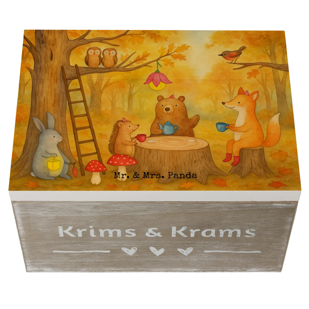 Wooden chest forest animals picnic Design Kiste, Geschenkbox, Truhe, Dekokiste, Schatulle, Holzkiste, Schatzkiste, XXL, Erinnerungskiste, Erinnerungsbox, Aufbewahrungsbox, Geschenkdose, Tiermotive, Gute Laune, lustige Sprüche, Tiere, Igel, Waldtiere, Picknick, Wald, Hase, Fuchs, Maus, Eichhörnchen