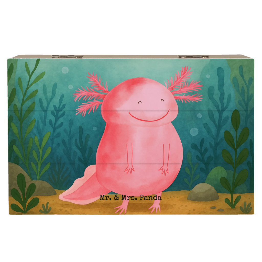 Wooden chest axolotl Happy Design Erinnerungsbox, Geschenkdose, Holzkiste, Schatulle, Erinnerungskiste, Dekokiste, Aufbewahrungsbox, Kiste, XXL, Schatzkiste, Truhe, Geschenkbox, Axolotl, Molch, Lurche, Lurch, Motivation, Axolot, Schwanzlurch, gute Laune