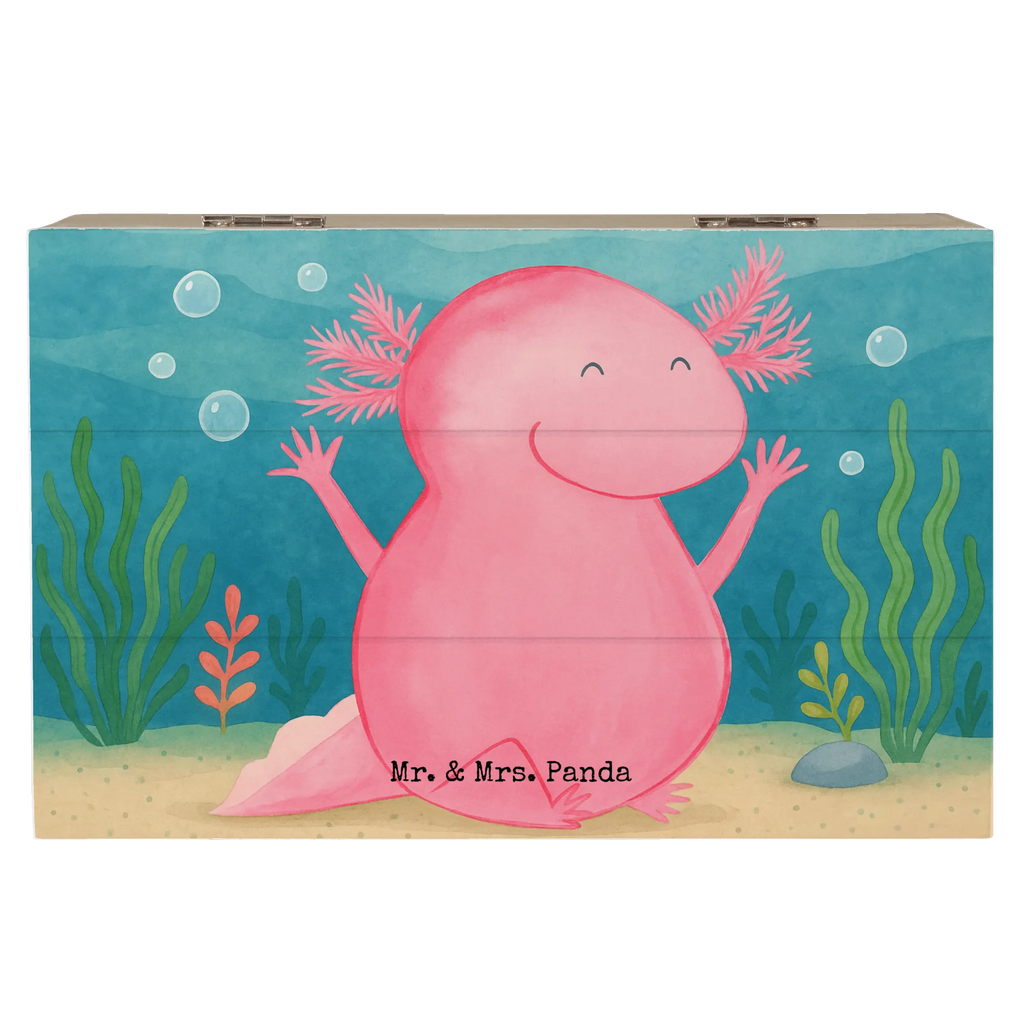 Skrzynia drewniana Axolotl Hurra Design Kiste, XXL, Geschenkdose, Holzkiste, Erinnerungskiste, Truhe, Erinnerungsbox, Schatzkiste, Schatulle, Dekokiste, Aufbewahrungsbox, Geschenkbox, Axolotl, Molch, Spaß, fröhlich, Schwanzlurch, Lurche, Axolot, Lurch, Zufriedenheit, Freude, Motivation