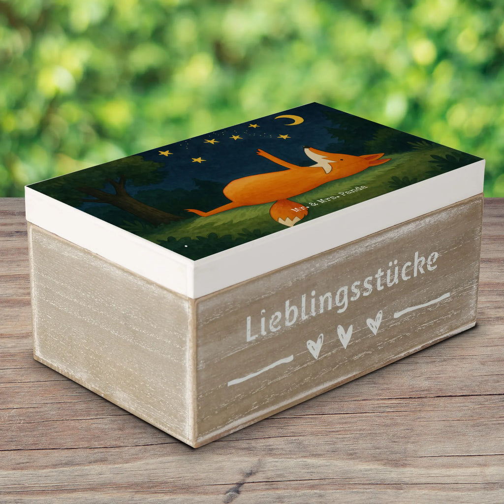 Holzkiste Fuchs Sterne Design Schatulle, Truhe, Geschenkbox, Aufbewahrungsbox, Erinnerungsbox, Schatzkiste, XXL, Erinnerungskiste, Geschenkdose, Kiste, Holzkiste, Dekokiste, Fuchs, Always Look on the Bright Side of Life, Füchse, tröstende Worte, Spruch positiv, Romantik, Spruch schön