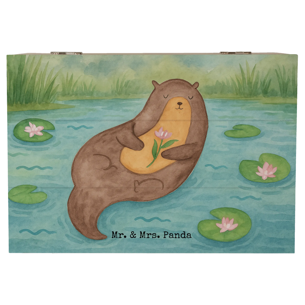 Skrzynia drewniana wydra lilia wodna Design Holzkiste, Kiste, Schatzkiste, Truhe, Schatulle, XXL, Erinnerungsbox, Erinnerungskiste, Dekokiste, Aufbewahrungsbox, Geschenkbox, Geschenkdose, Otter, Fischotter, Seeotter, Otter Seeotter See Otter