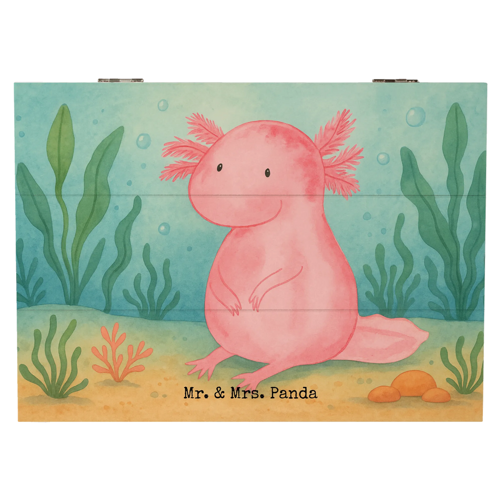 Holzkiste Axolotl Niedlich Design Geschenkdose, Kiste, Schatzkiste, Geschenkbox, Aufbewahrungsbox, Erinnerungskiste, Dekokiste, Erinnerungsbox, Truhe, XXL, Holzkiste, Schatulle, Axolotl, Molch, Axolot, Liebe, Freundin, Lebensstil, Weisheit, Lebensweisheit, vergnügt, zufrieden, fröhlich