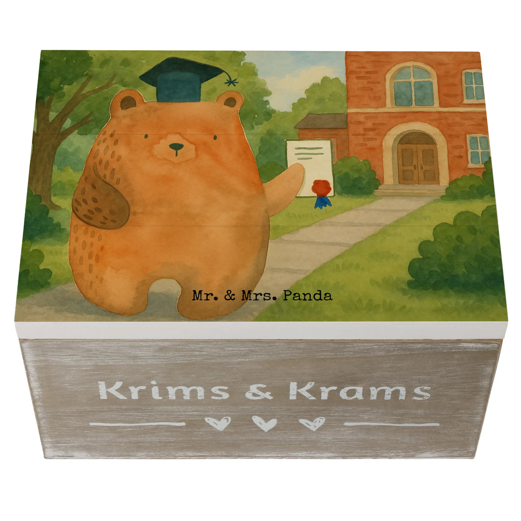 Holzkiste Bär Prüfung Design Holzkiste, Kiste, Schatzkiste, Truhe, Schatulle, XXL, Erinnerungsbox, Erinnerungskiste, Dekokiste, Aufbewahrungsbox, Geschenkbox, Geschenkdose, Bär, Teddy, Teddybär, Abitur, Prüfungen, Prüfung bestanden, Abschluss, Zeugnis, Abschlusszeugnis