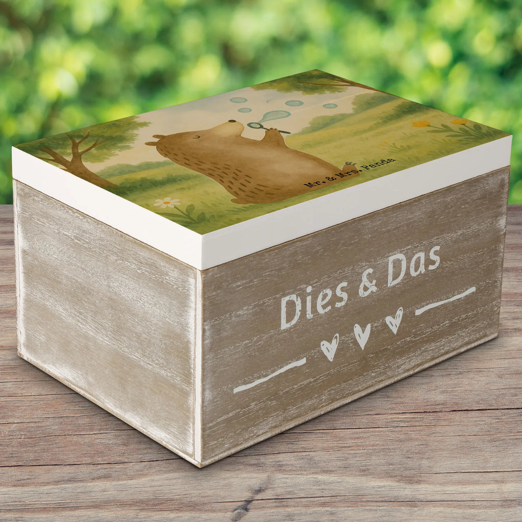 Wooden chest bear soap bubbles Design Holzkiste, Kiste, Schatzkiste, Truhe, Schatulle, XXL, Erinnerungsbox, Erinnerungskiste, Dekokiste, Aufbewahrungsbox, Geschenkbox, Geschenkdose, Bär, Teddy, Teddybär, Seifenblasen Bär Lustig Sein Glücklich Traurig Happy