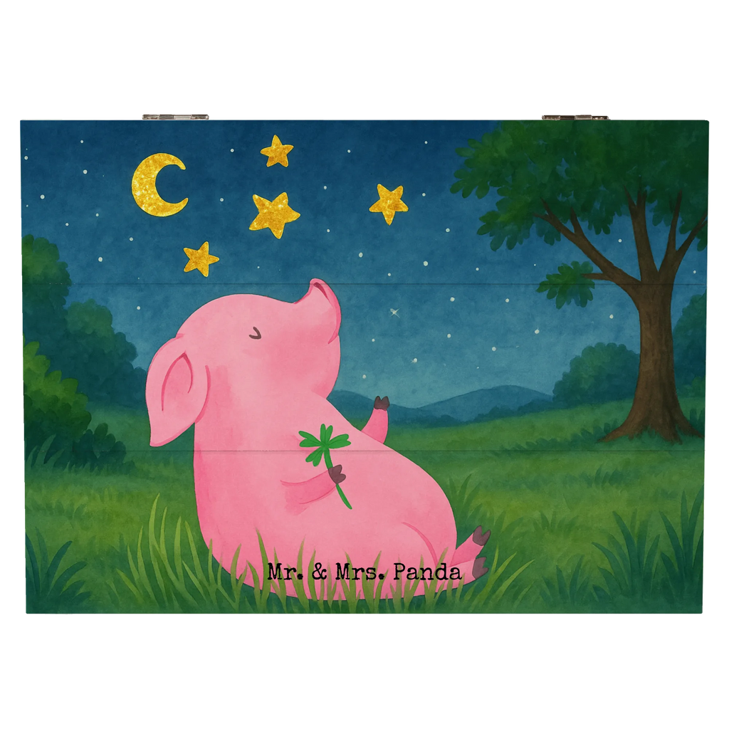 Holzkiste Schwein Glück Design Erinnerungsbox, Holzkiste, Schatzkiste, Schatulle, Geschenkbox, Kiste, Dekokiste, Truhe, Geschenkdose, Erinnerungskiste, Aufbewahrungsbox, XXL, Tiermotive, Gute Laune, lustige Sprüche, Tiere, Motivation, Schwein, Glücksschwein. Glück, Glücksbringer, Schweinchen, Sterne, Ziele, Träume, Sernchen