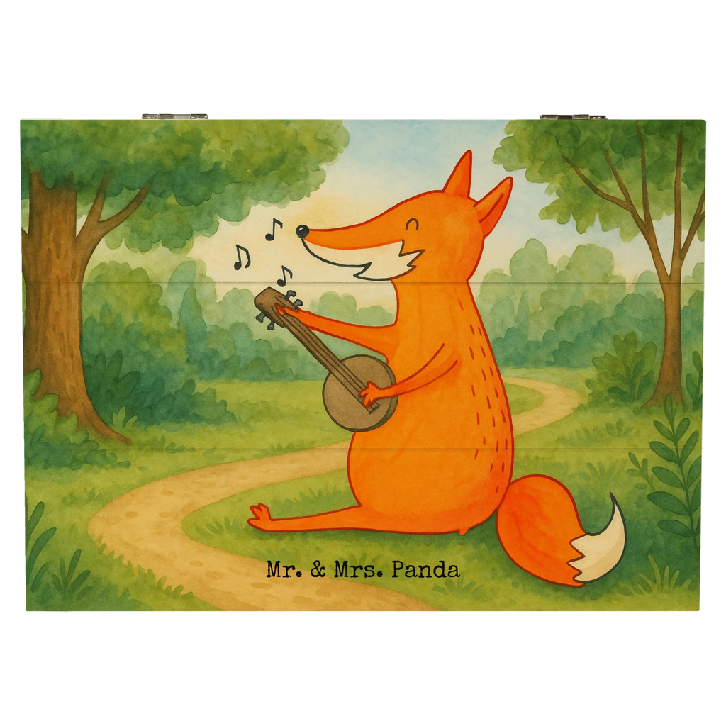 Skrzynia drewniana Lis gitara Design Schatzkiste, Schatulle, Kiste, Dekokiste, Geschenkdose, Erinnerungskiste, Holzkiste, XXL, Truhe, Aufbewahrungsbox, Erinnerungsbox, Geschenkbox, Fuchs, Füchse, Musikerin, Gitarre, Musik Spruch, Geschenk Musiker, Sängerin, Sänger