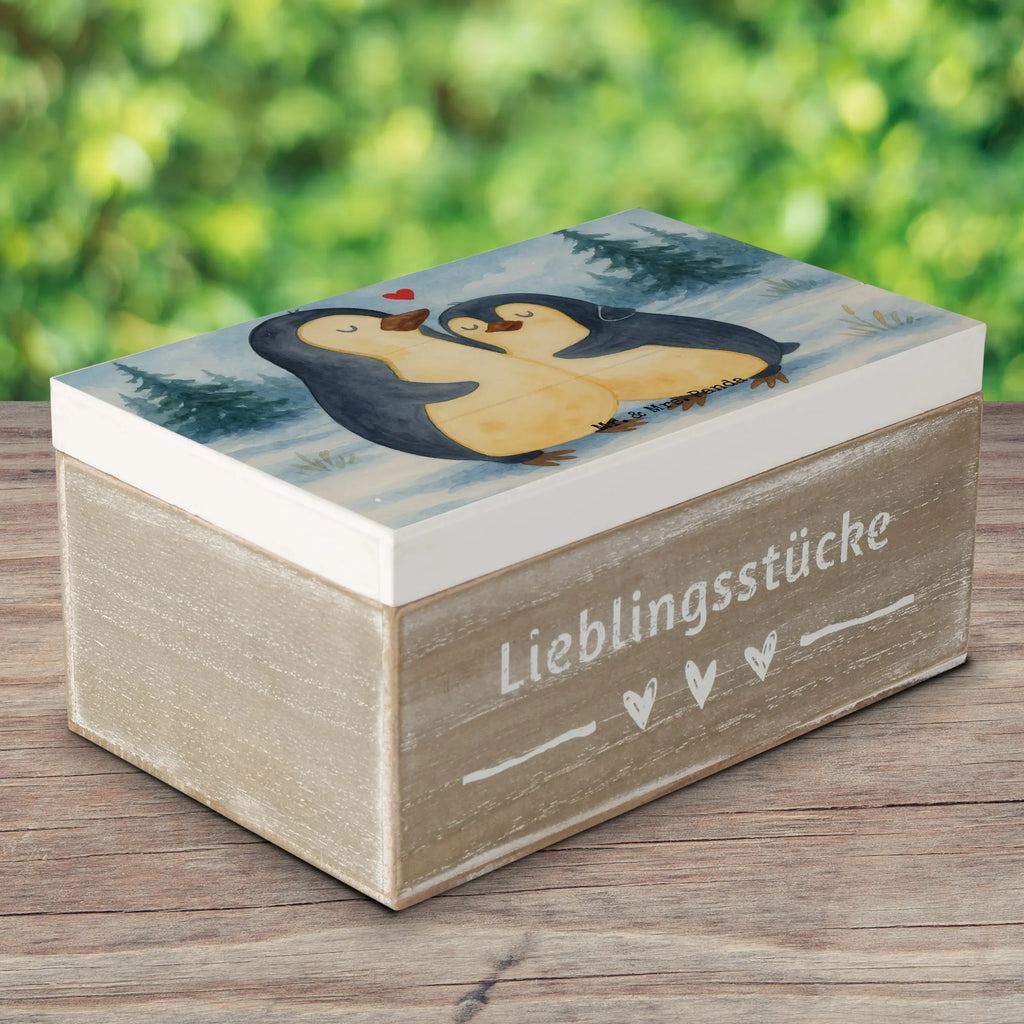Skrzynia drewniana Pingwin przytulać Design Erinnerungsbox, Schatzkiste, Truhe, Geschenkdose, Geschenkbox, Dekokiste, Holzkiste, Kiste, Schatulle, XXL, Erinnerungskiste, Aufbewahrungsbox, Pinguin, Liebespaar, Hochzeitstag, Verlobung, Hochzeitsgeschenk, Liebe, Liebesbeweis, Liebesgeschenk, Jahrestag, Hochzeit