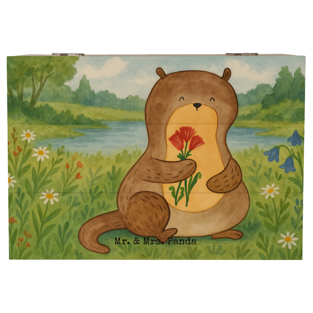 Holzkiste Otter Blumenstrauß Design Erinnerungsbox, Kiste, XXL, Schatulle, Dekokiste, Aufbewahrungsbox, Geschenkdose, Schatzkiste, Truhe, Erinnerungskiste, Holzkiste, Geschenkbox, Otter, Fischotter, Seeotter, Otter Seeotter See Otter