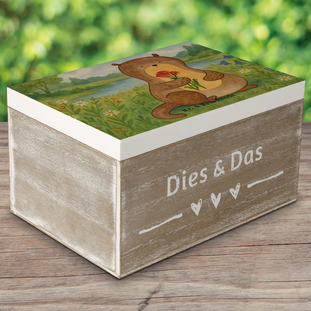 Holzkiste Otter Blumenstrauß Design Erinnerungsbox, Kiste, XXL, Schatulle, Dekokiste, Aufbewahrungsbox, Geschenkdose, Schatzkiste, Truhe, Erinnerungskiste, Holzkiste, Geschenkbox, Otter, Fischotter, Seeotter, Otter Seeotter See Otter