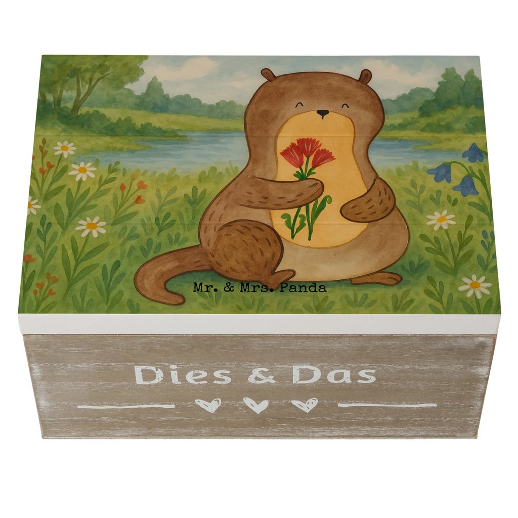 Holzkiste Otter Blumenstrauß Design Erinnerungsbox, Kiste, XXL, Schatulle, Dekokiste, Aufbewahrungsbox, Geschenkdose, Schatzkiste, Truhe, Erinnerungskiste, Holzkiste, Geschenkbox, Otter, Fischotter, Seeotter, Otter Seeotter See Otter