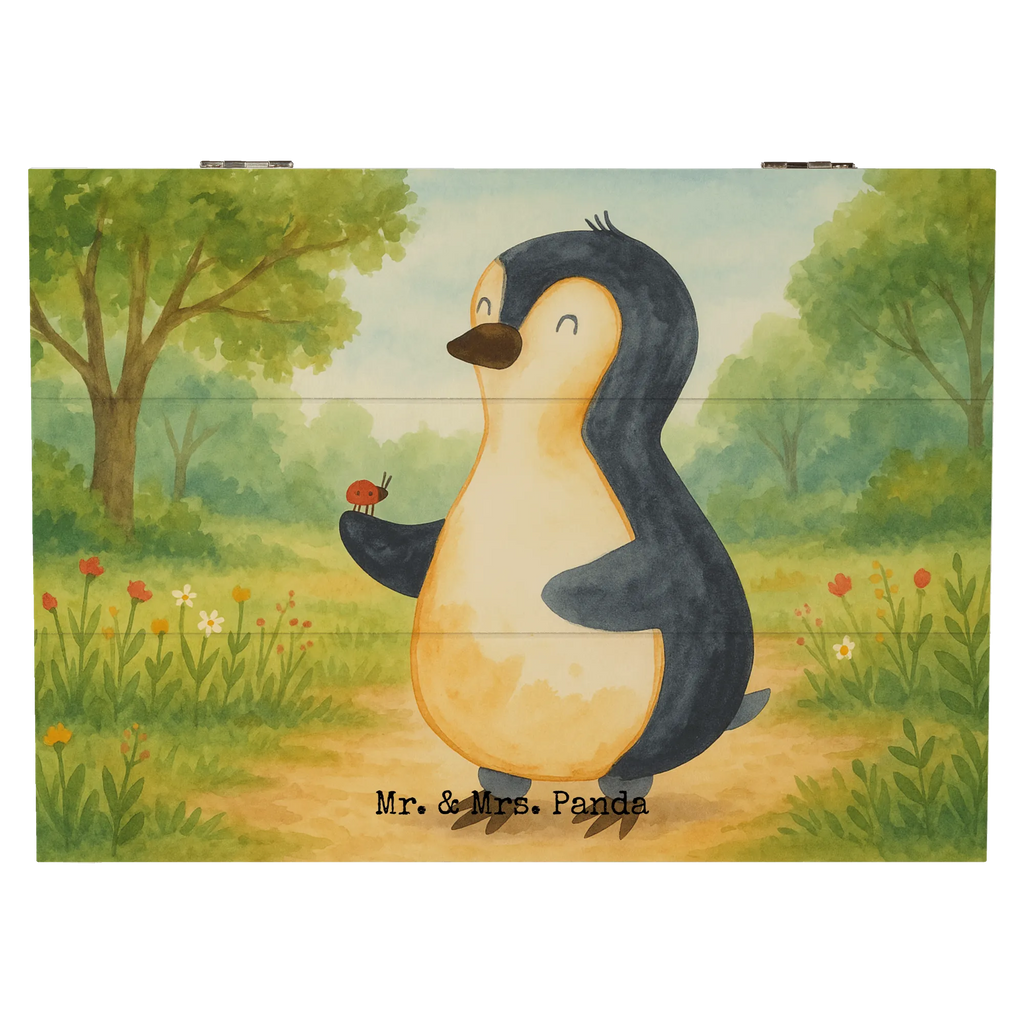 Wooden chest Penguin ladybug Design Geschenkbox, Geschenkdose, Erinnerungskiste, Schatulle, Aufbewahrungsbox, Erinnerungsbox, Truhe, Kiste, Schatzkiste, Dekokiste, Holzkiste, XXL, Pinguin, Lebensfreude, Marienkäfer, Wunder, Freude, Pinguine, Glück, Liebe